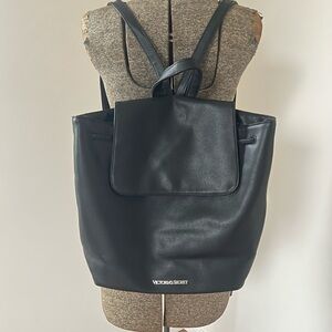 Victoria's Secret Faux Leather Black Tote Backpack